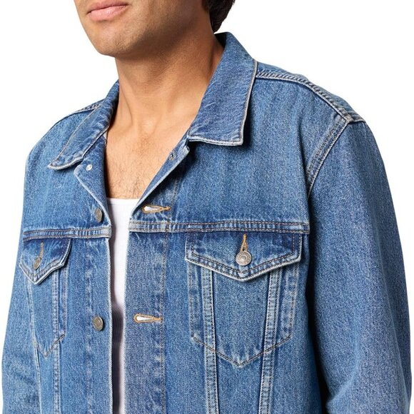 Stylish Men's Large Trucker Jacket with Side Pockets - Effortless Layering - Picture 3 of 4